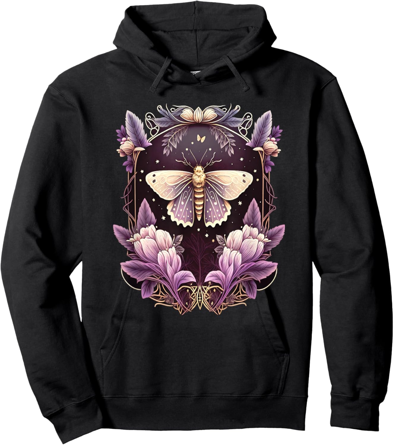 Moth, flowers, butterfly, Wicca, gothic, night lover, dark Hoodie - Hoodie | Black