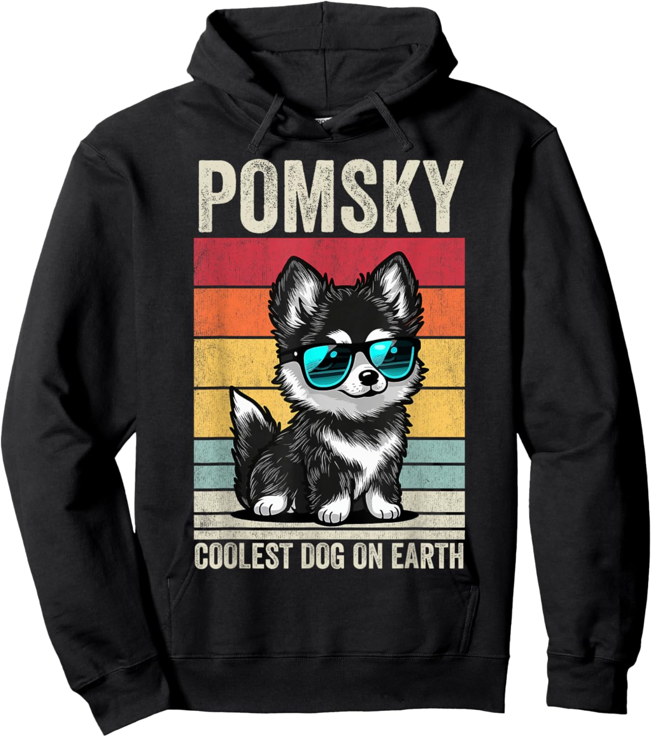 Pomsky Coolest Dog On Earth, Vintage Pomsky Hoodie - Hoodie | Black