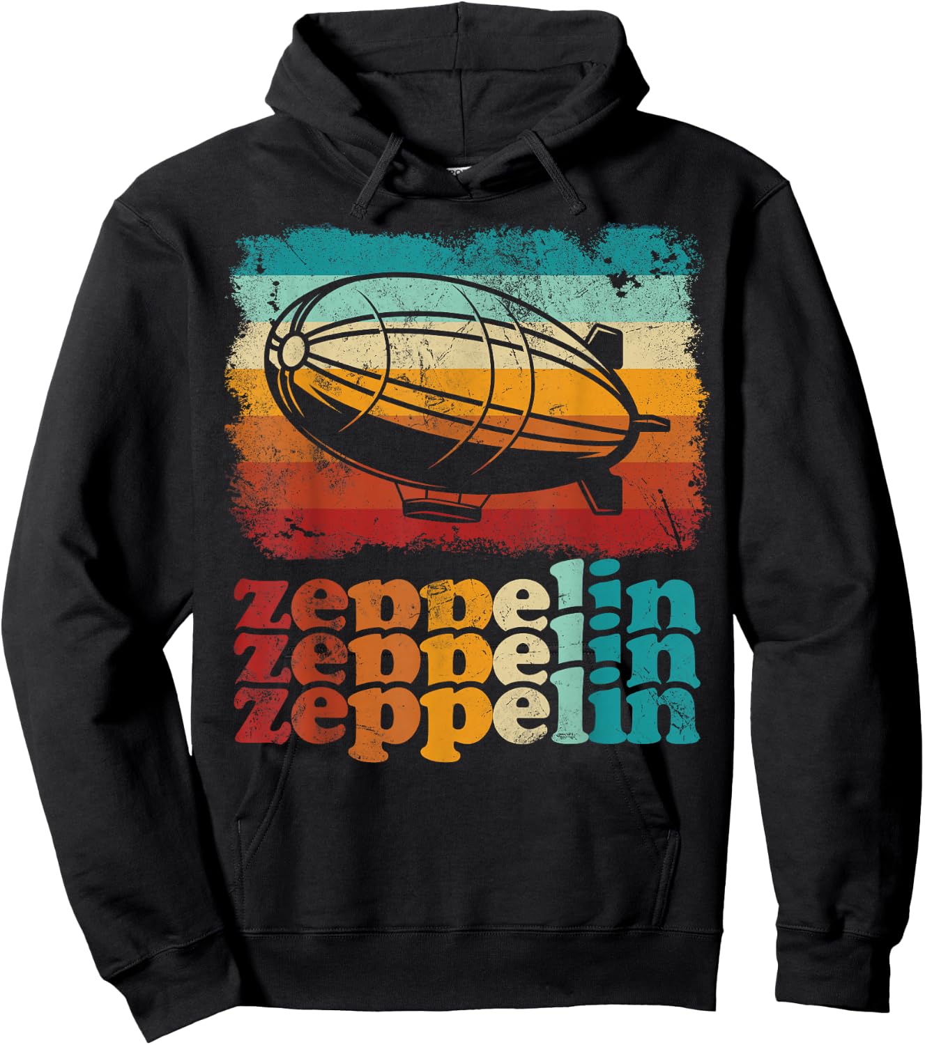 Dirigible Airship Retro Zeppelin 70s 80s Zepelin Zepplin Hoodie - Hoodie | Black