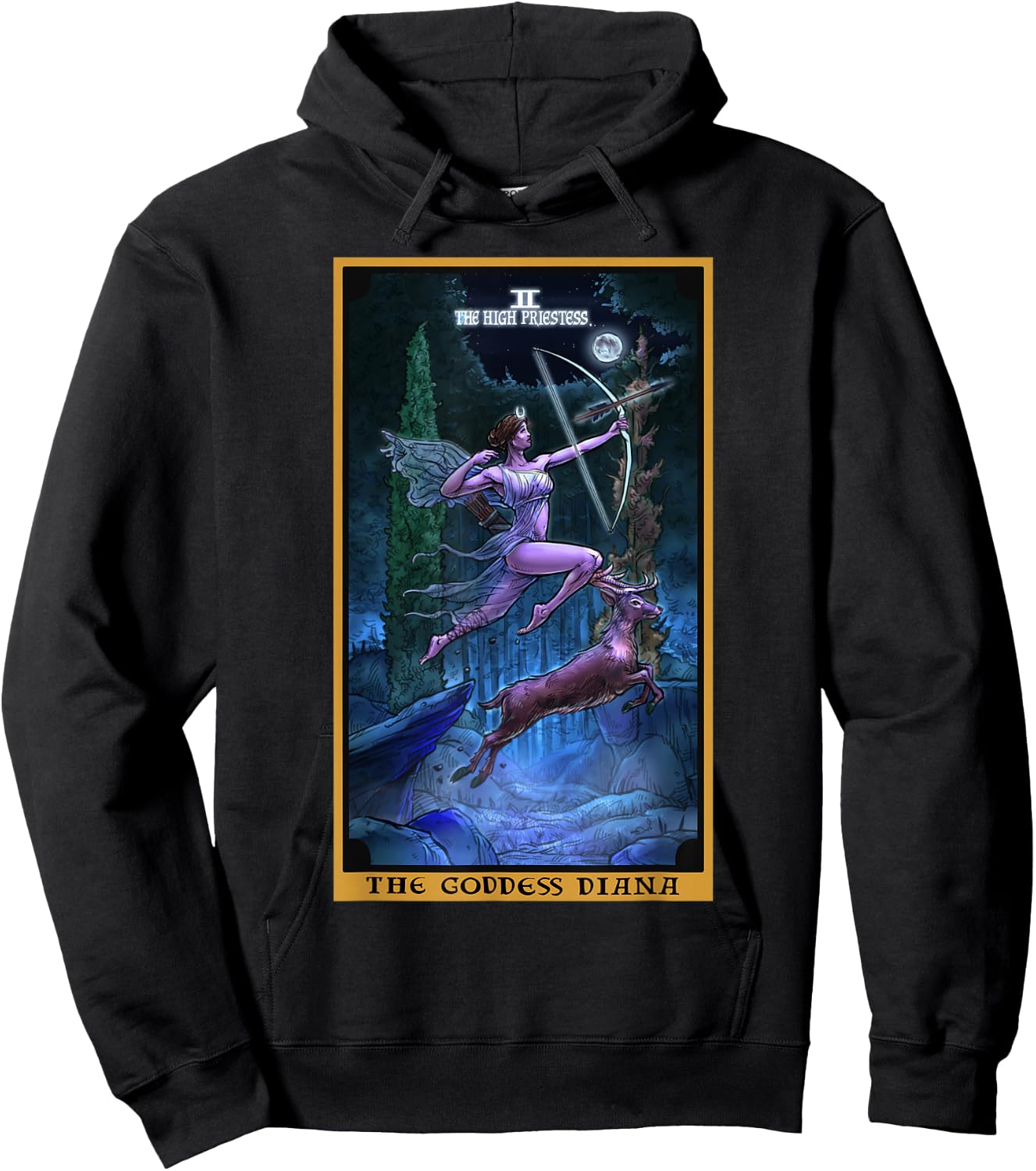 The Goddess Diana High Priestess Tarot Card Pagan Witchcraft Hoodie - Hoodie | Black