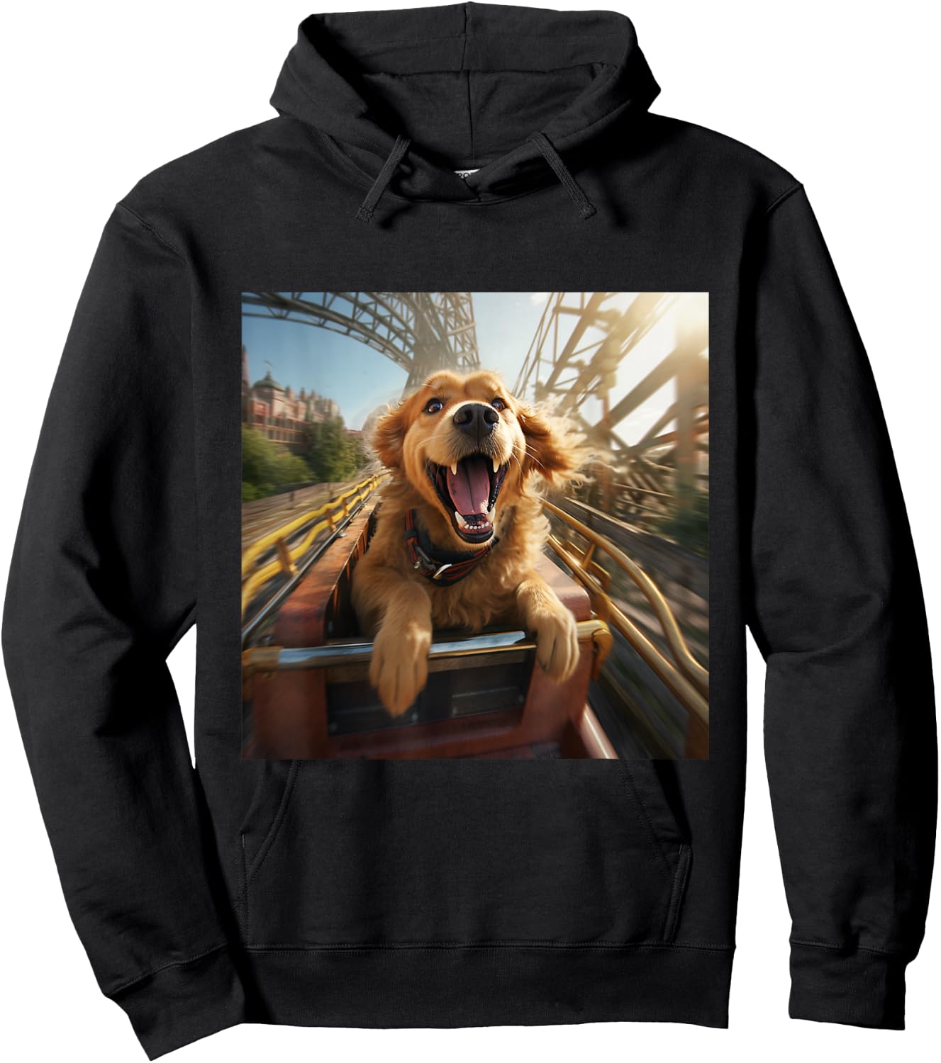 Labrador Retriever Puppy Dog Riding Roller Coaster Men Women Girls Kids Hoodie - Hoodie | Black