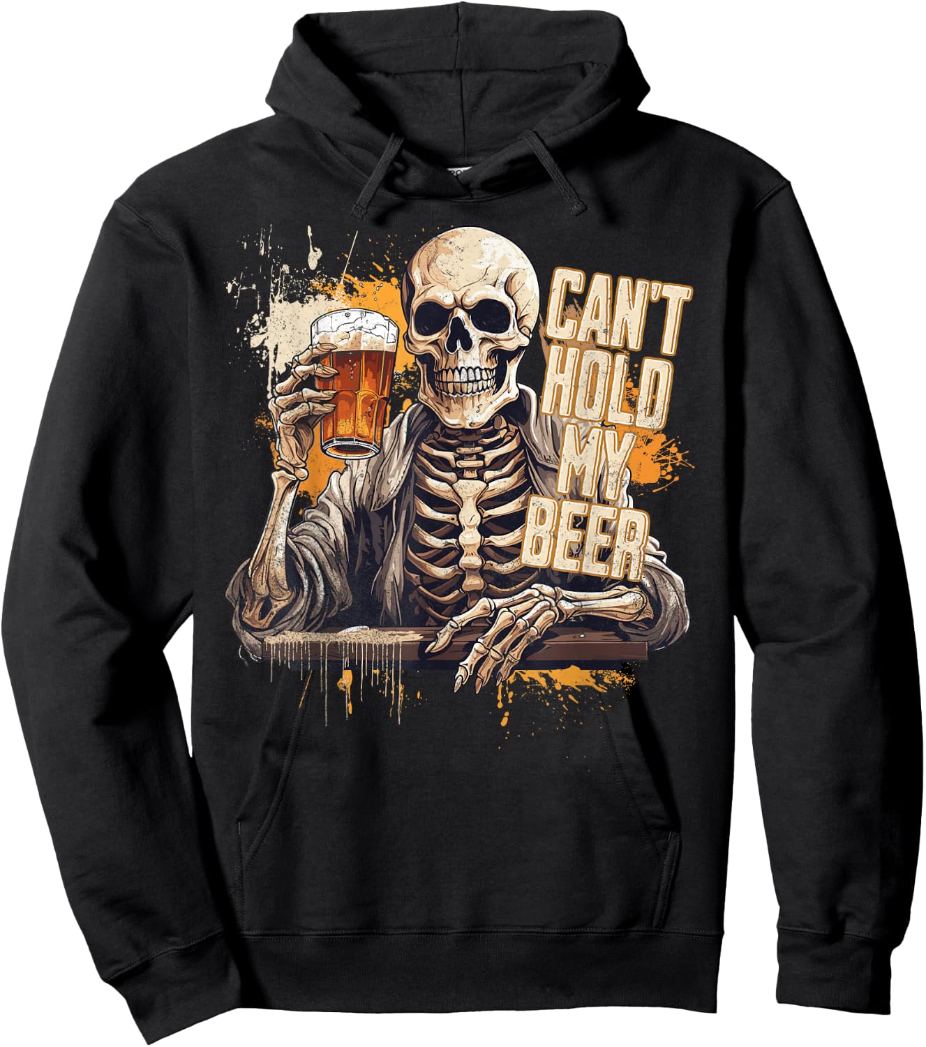 I Can't Hold My Beer Funny Craft Drinking Skeleton Hoodie - Hoodie | Black