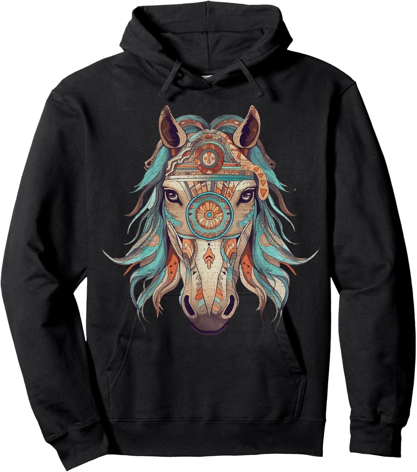 Horse Tribal Abstract Art Native American Geometric Horses Hoodie - Hoodie | Black