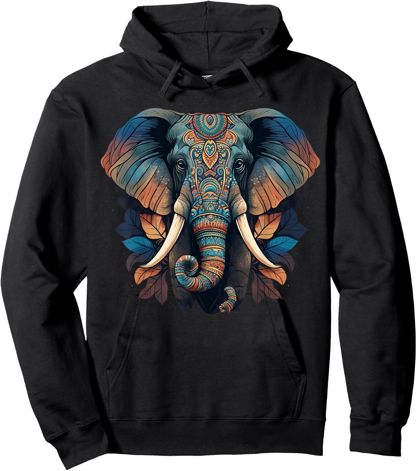 Geometry Elephant Mandala Art Hoodie - Hoodie | Black