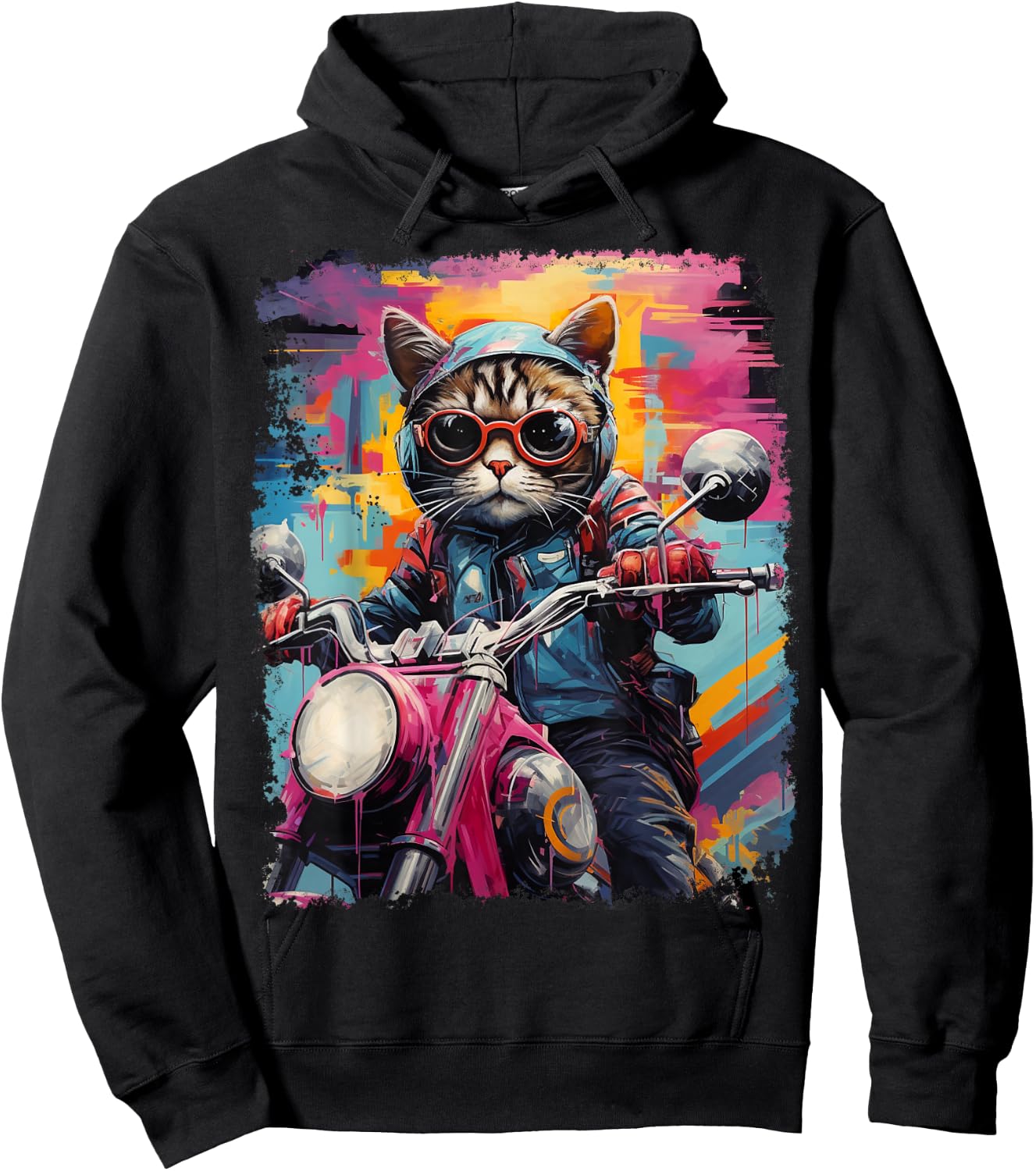 Motorbike Gear Cat on Motorcycle Hoodie - Hoodie | Black