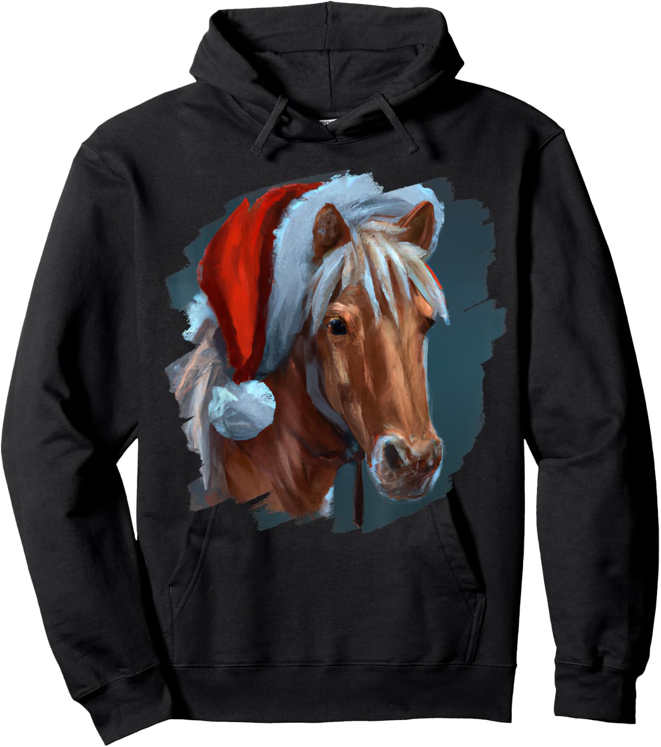 Horse Wearing Santa Claus Hat Horseback Riding Christmas Hoodie - Hoodie | Black