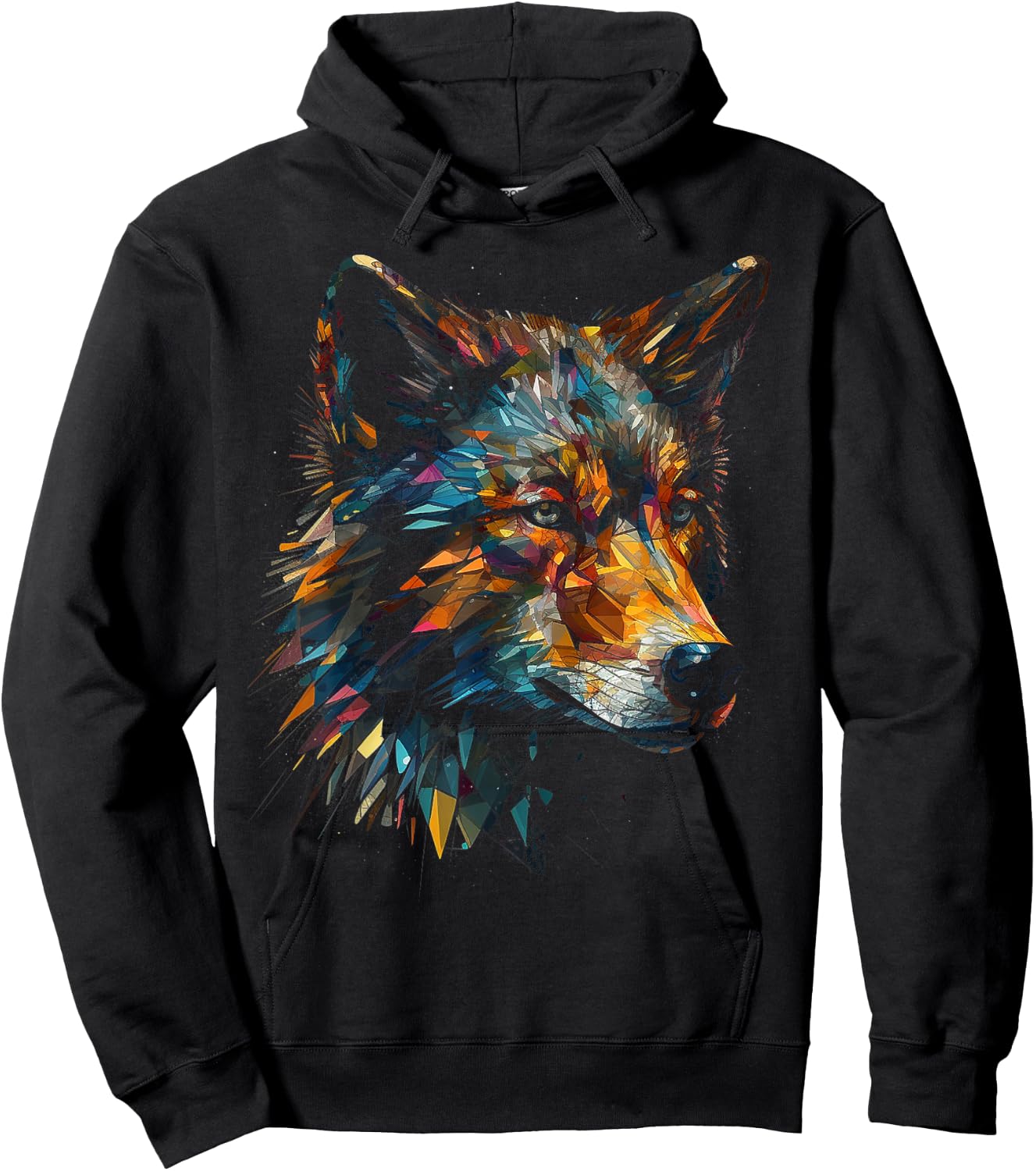 Wolf Polygon Artwork | Animal Motif Wolf Hoodie - Hoodie | Black