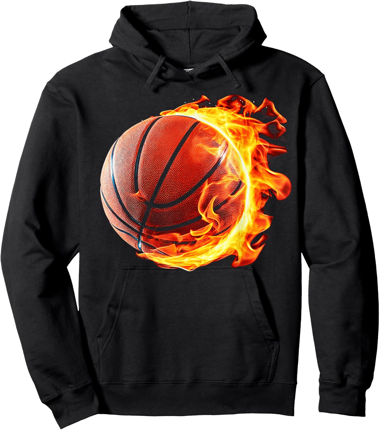 Fire Basketball Ball Flaming Basketball Player Hoodie - Hoodie | Black