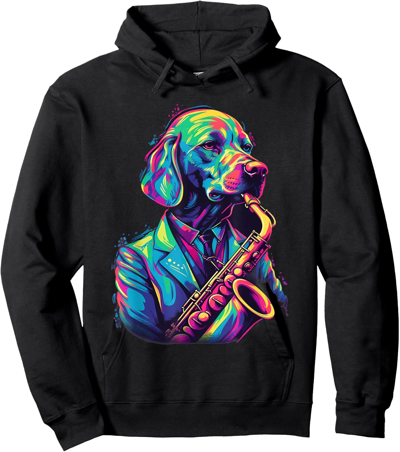 Jazz Musician Labrador Retriever Dog Saxophone Hoodie - Hoodie | Black