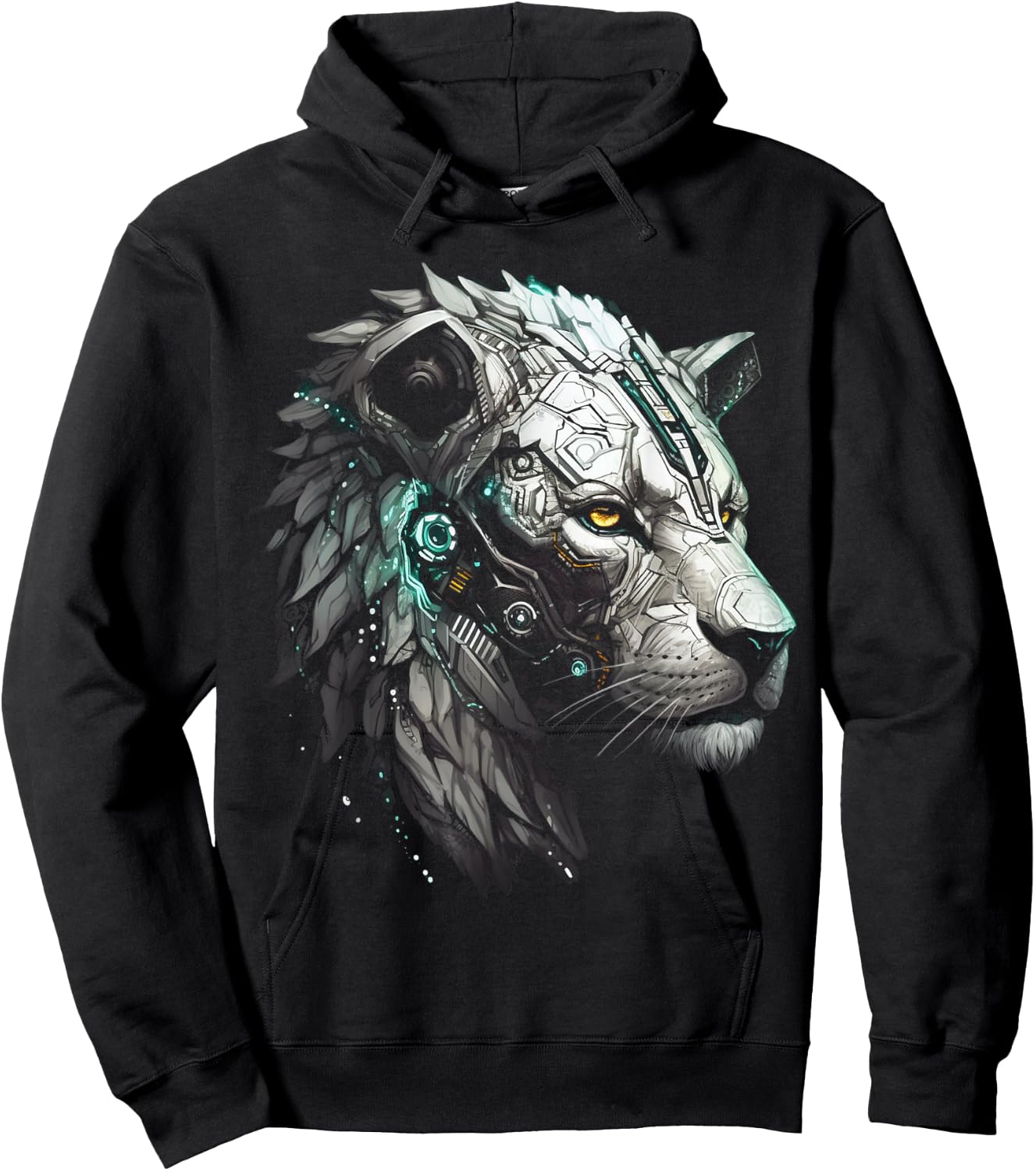 Lion Animal Robot Fantasy Art - Animal Motif Artwork Lion Hoodie - Hoodie | Black