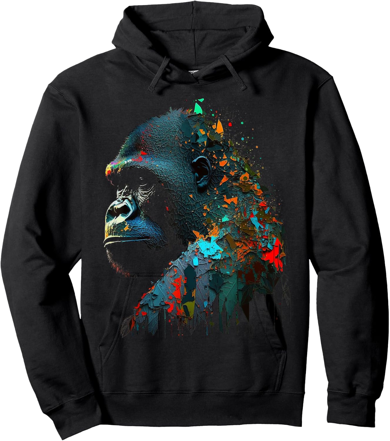 Gorilla Colourful Monkey Art Animal Hoodie - Hoodie | Black