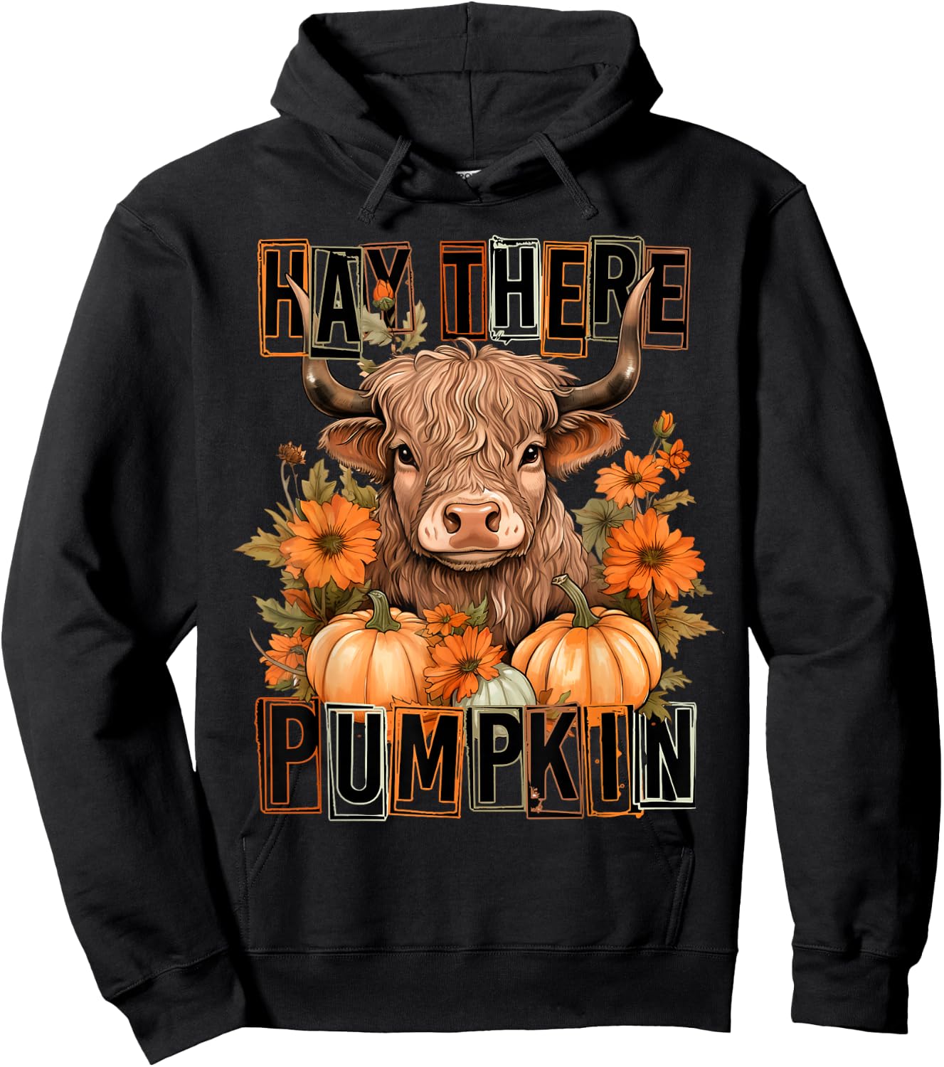 Hey There Pumpkin Fall Halloween Pumpkin Fall Highland Cow Hoodie - Hoodie | Black