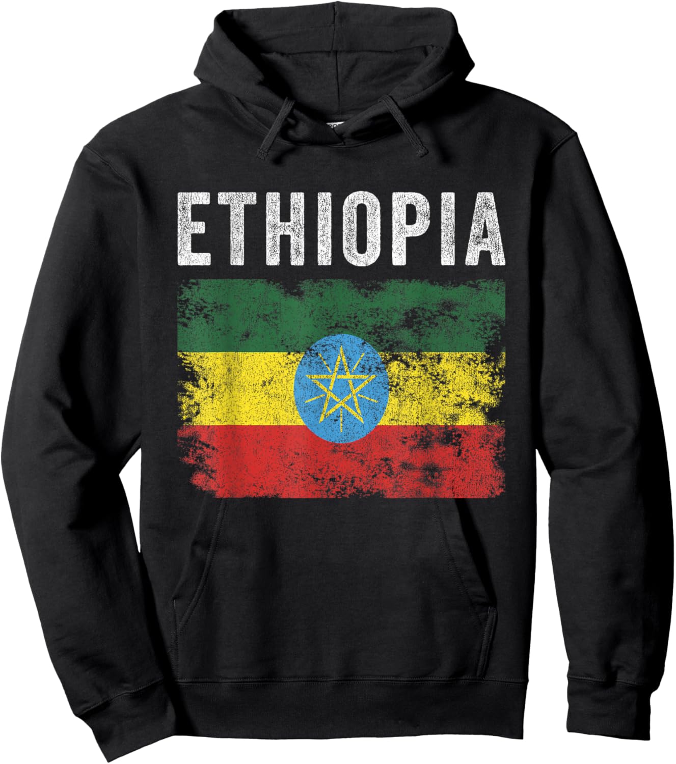 Ethiopia Flag Distressed - Men Women Kids - Ethiopian Flag Hoodie - Hoodie | Black
