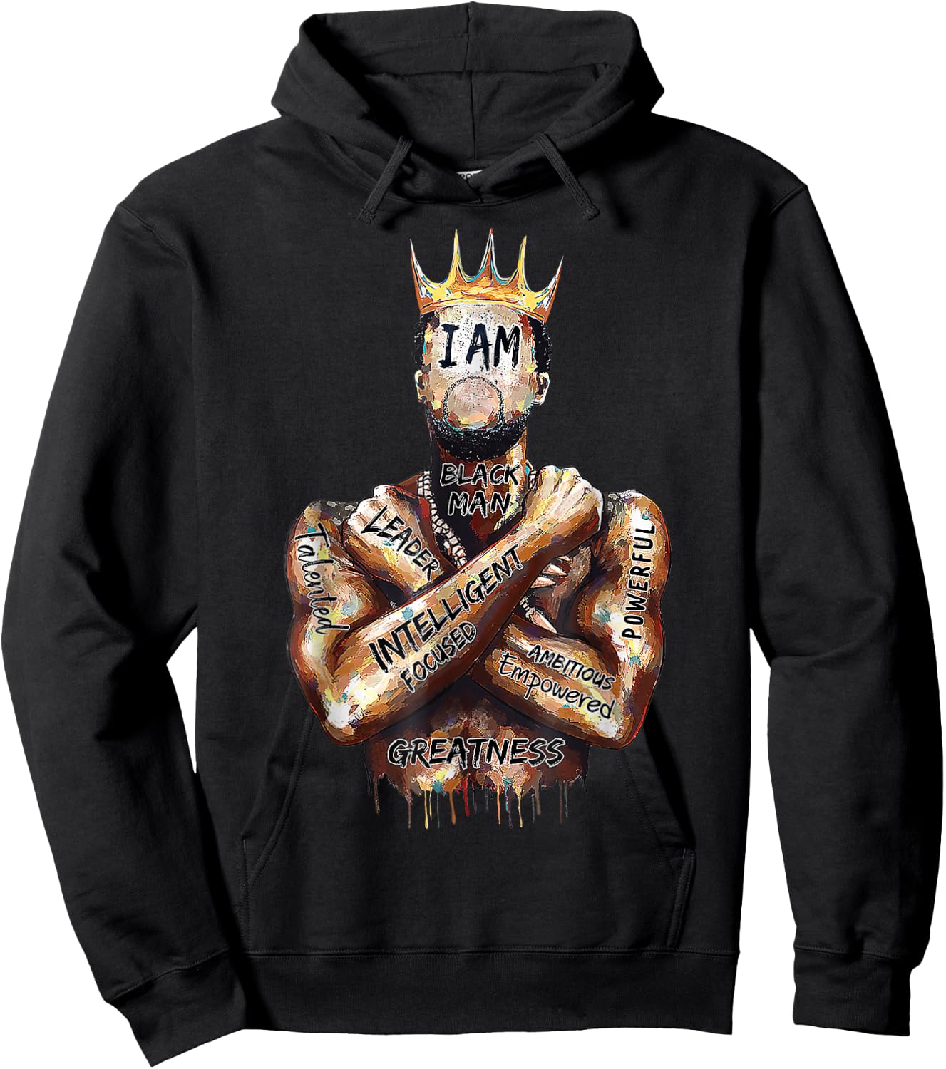 I Am Black Man King Powerful Dad Afro Melanin Black History Hoodie - Hoodie | Black