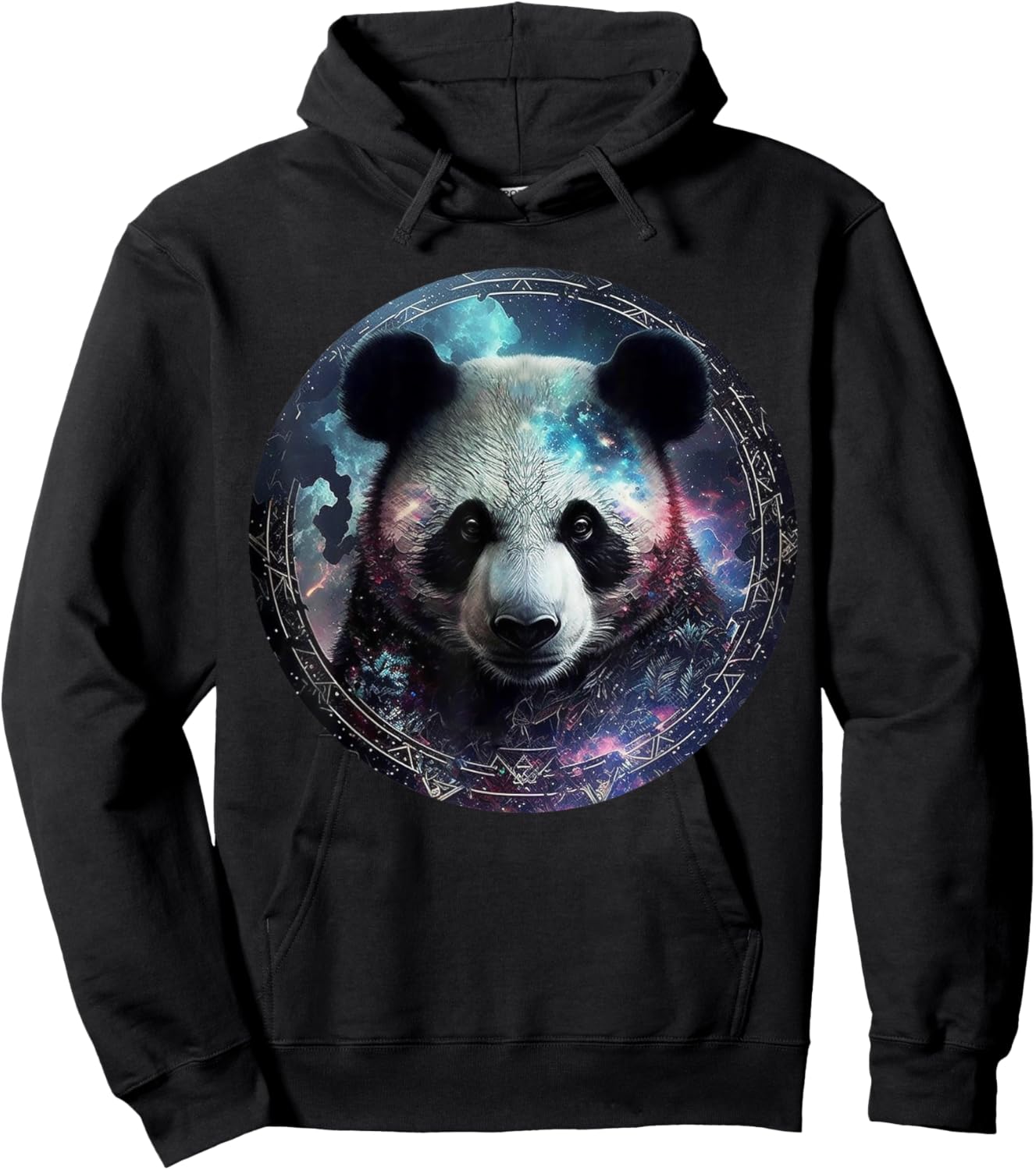 Panda art fantasy motif animal print panda Hoodie - Hoodie | Black