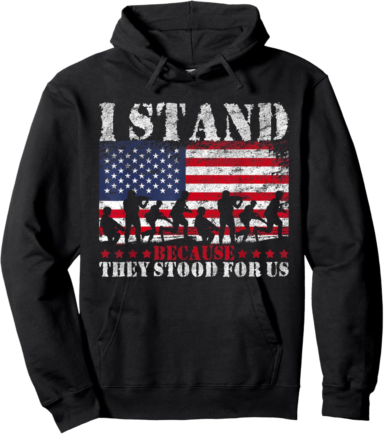 I Stand Because They Stood For Us American Flag Kids Men Hoodie - Hoodie | Black