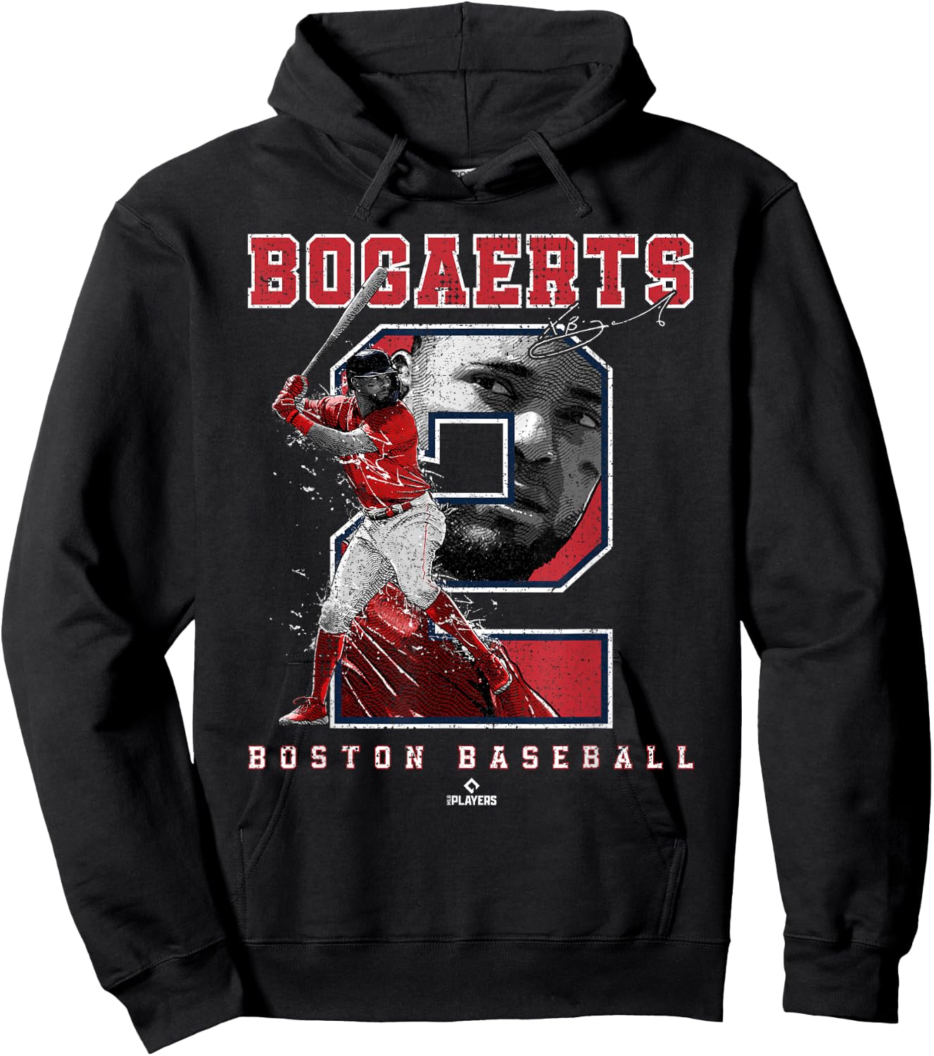 Number and Portrait Xander Bogaerts Boston MLBPA Hoodie - Hoodie | Black