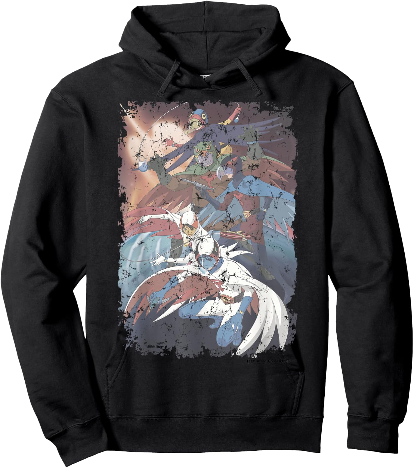 Manga Gatchaman Poster Planet Distressed Hoodie - Hoodie | Black