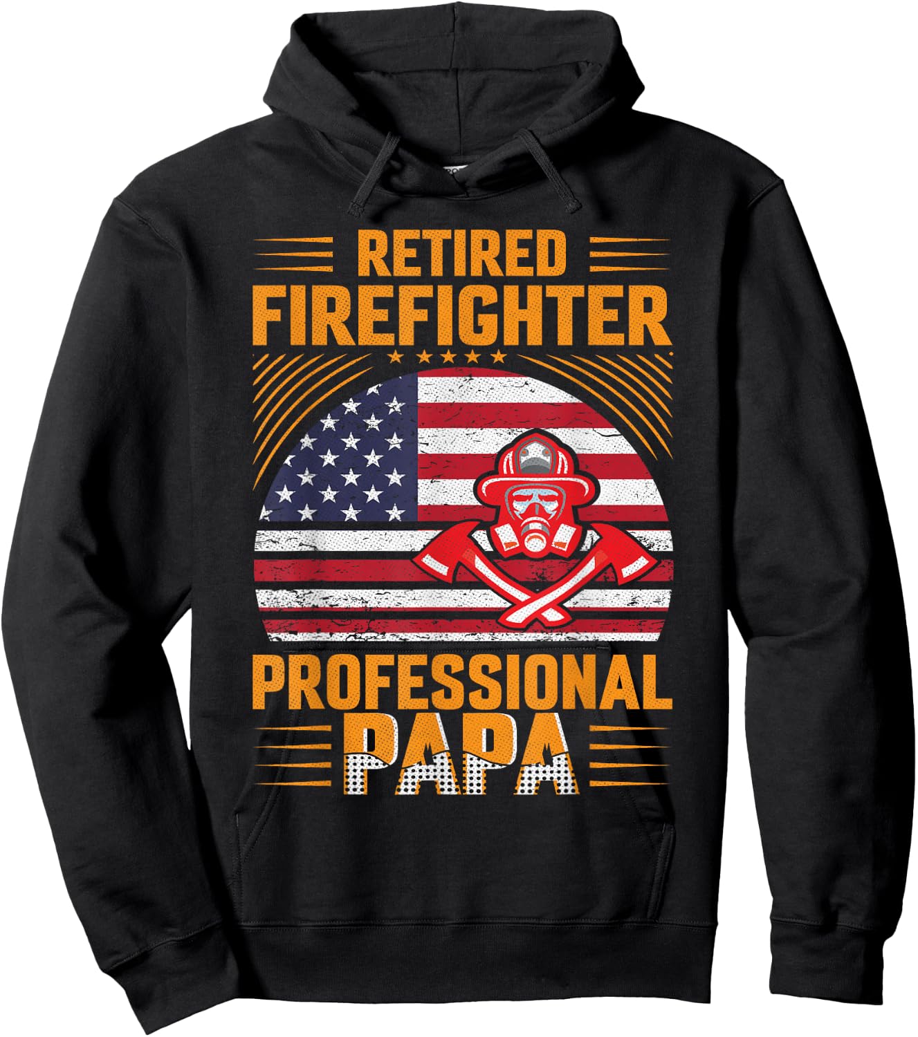 Firefighter Dad - Retired Firefighter Professional Papa Hoodie - Hoodie | Black