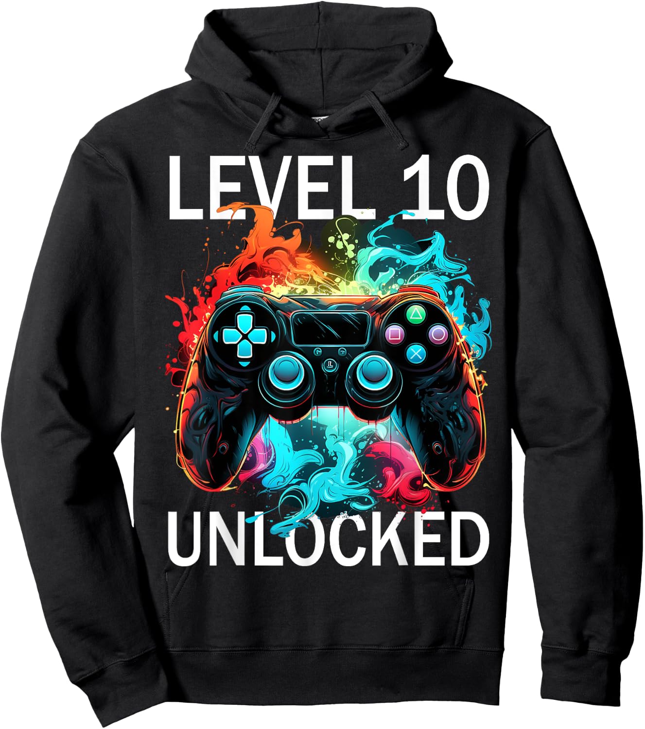 Kids Level 10 Unlocked Video Gamer Retro 10th Birthday Game Hoodie - Hoodie | Black