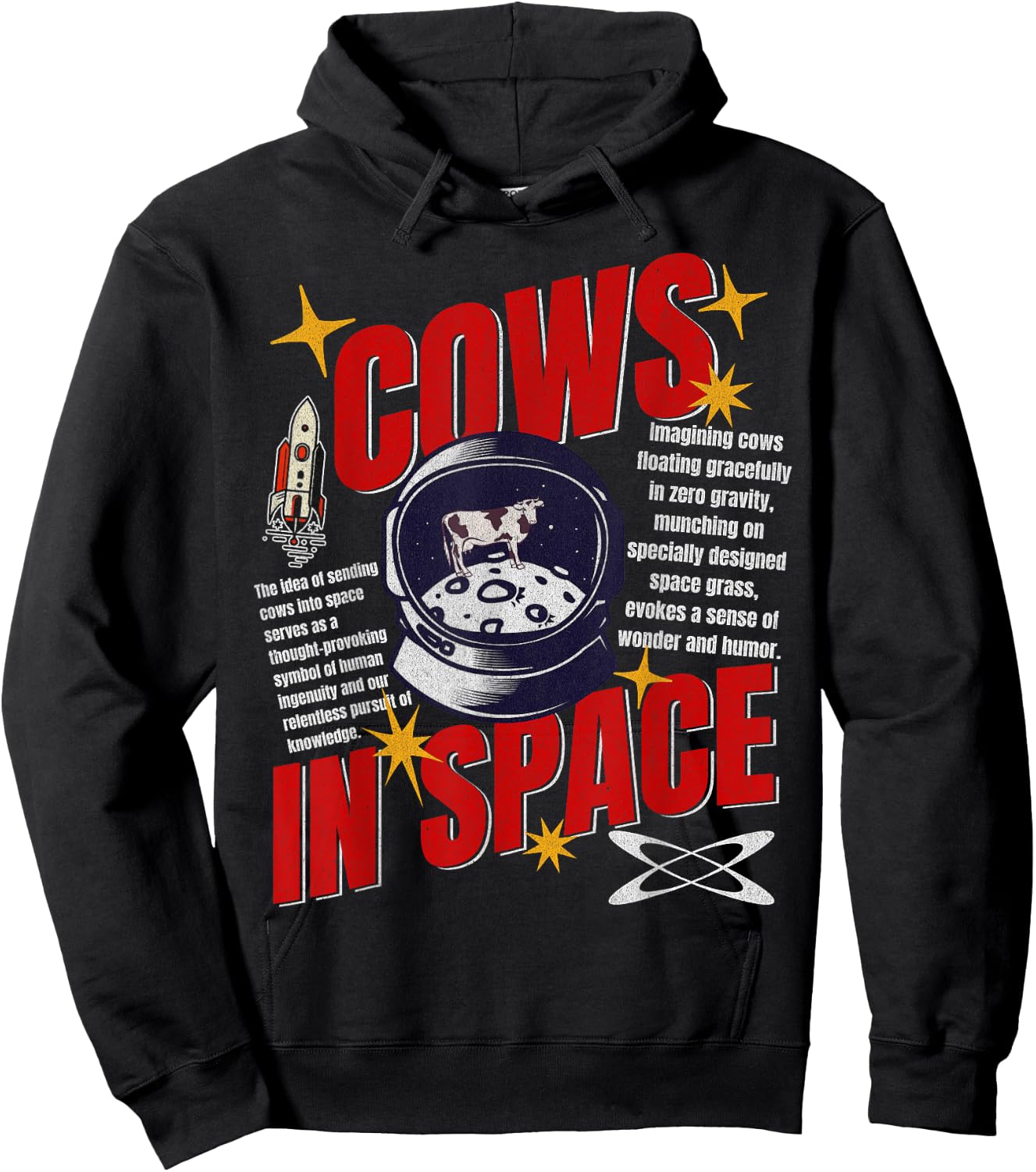 Cows In Space Exploration Funny Cow Lover Astronomy Hoodie - Hoodie | Black