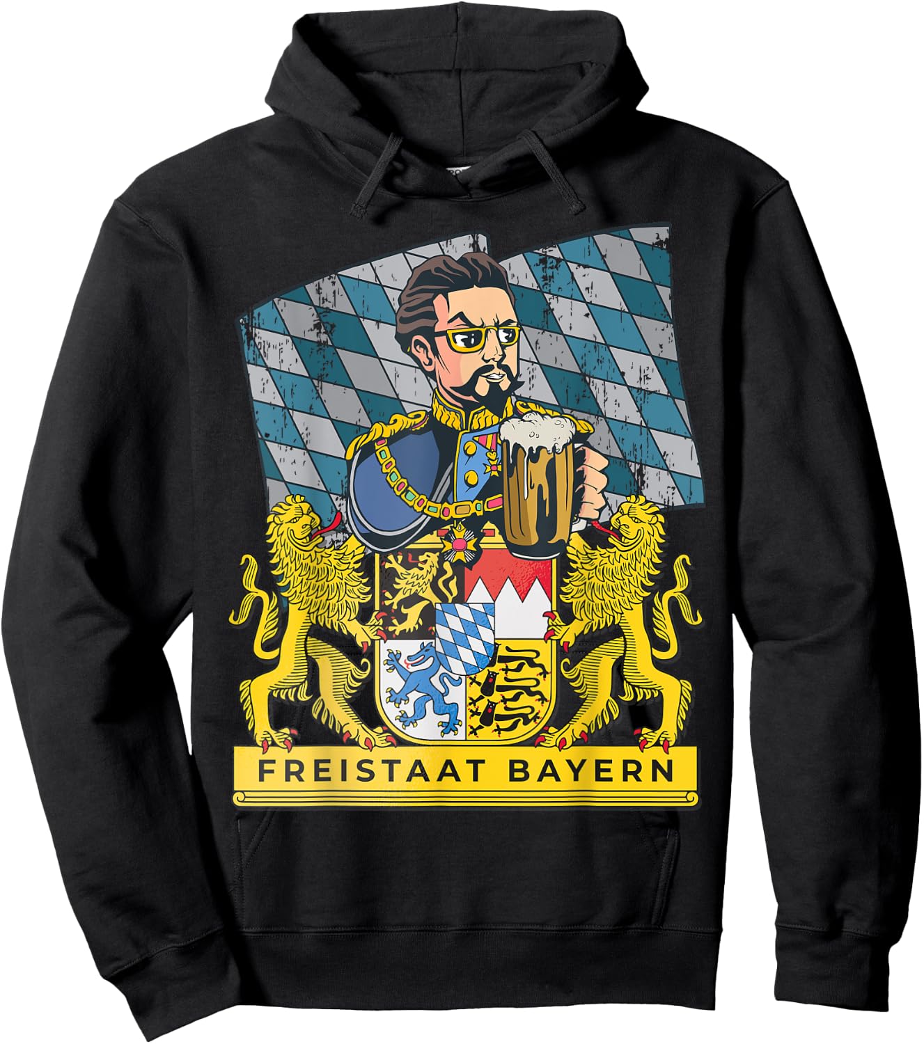 Bayern First! Freistaat of Bavaria With King Ludwig Hoodie - Hoodie | Black
