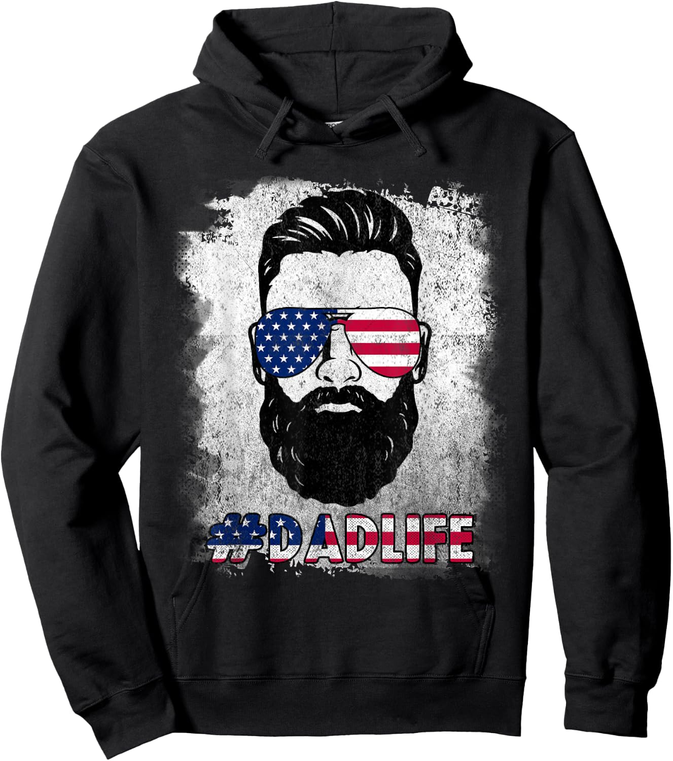 Dad Life Beard Sunglasses USA Flag Father's Day 4th Of July Hoodie - Hoodie | Black