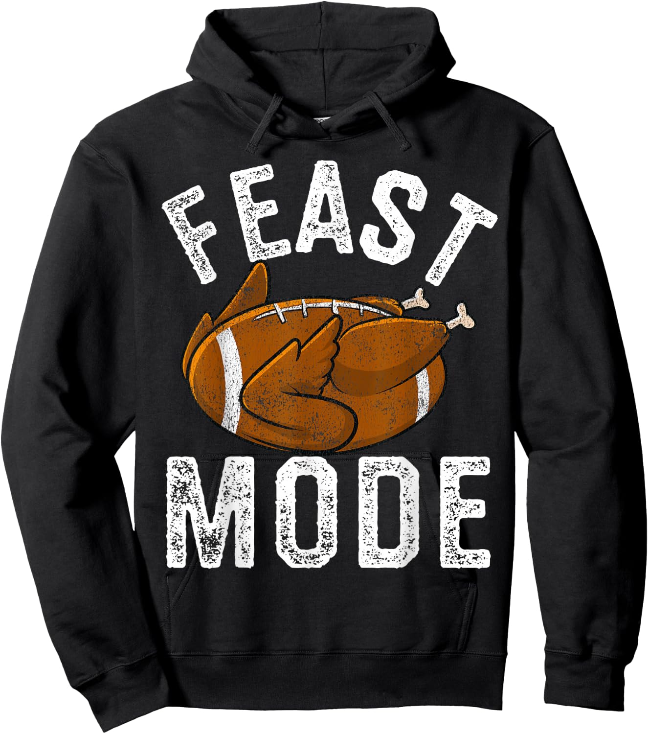 Feast Mode Football Turkey Funny Thanksgiving Men Women Kids Hoodie - Hoodie | Black