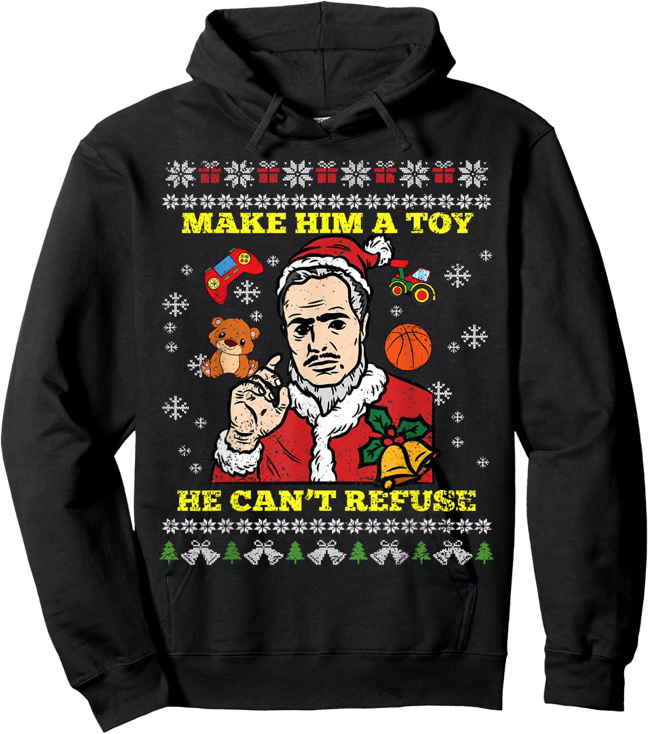 Make Him A Toy He Cant Refuse Christmas Funny Santa Hat Hoodie - Hoodie | Black