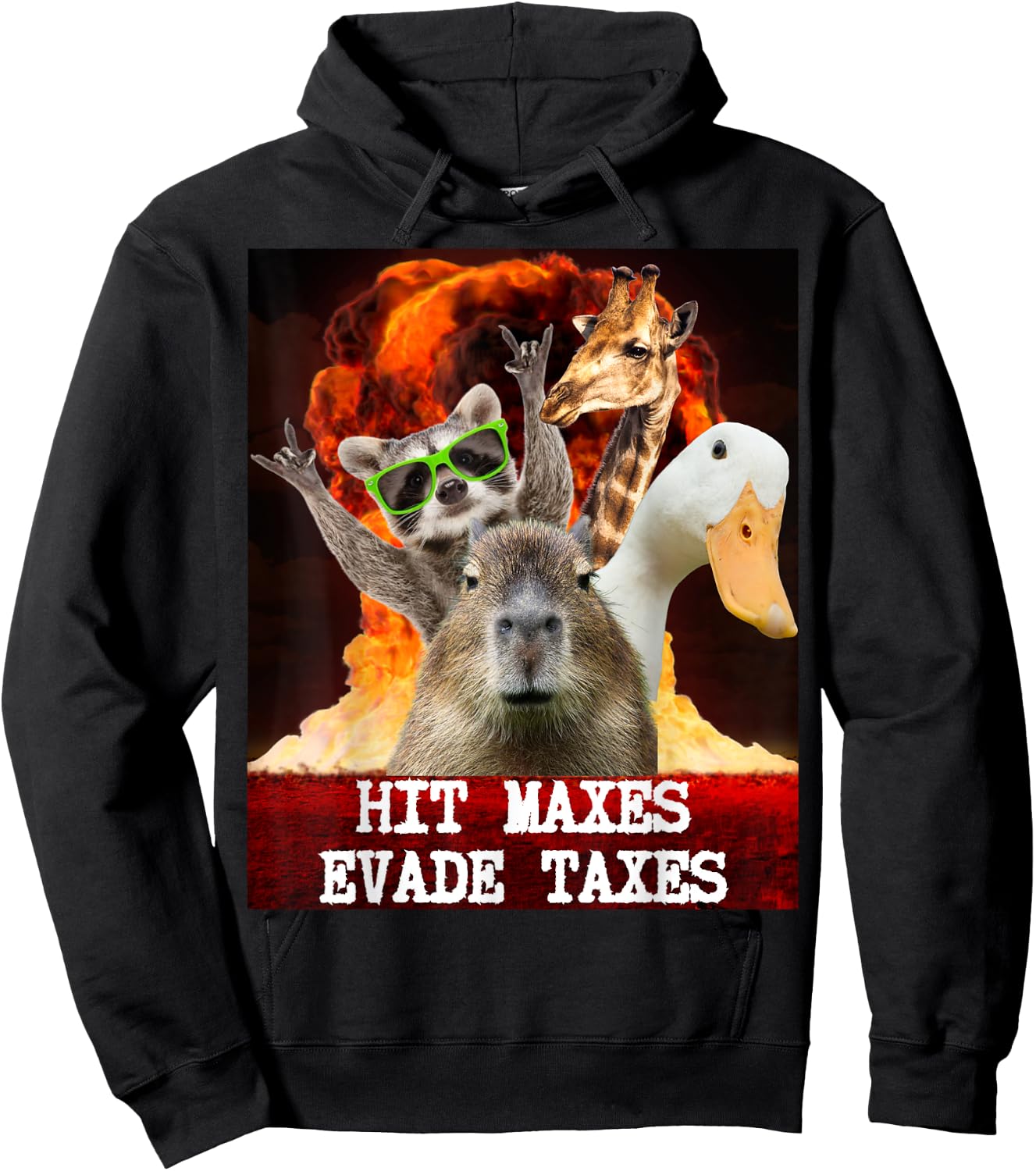 Funny Gym Weightlifting Hit Maxes Evade Taxes Workout Meme Hoodie - Hoodie | Black
