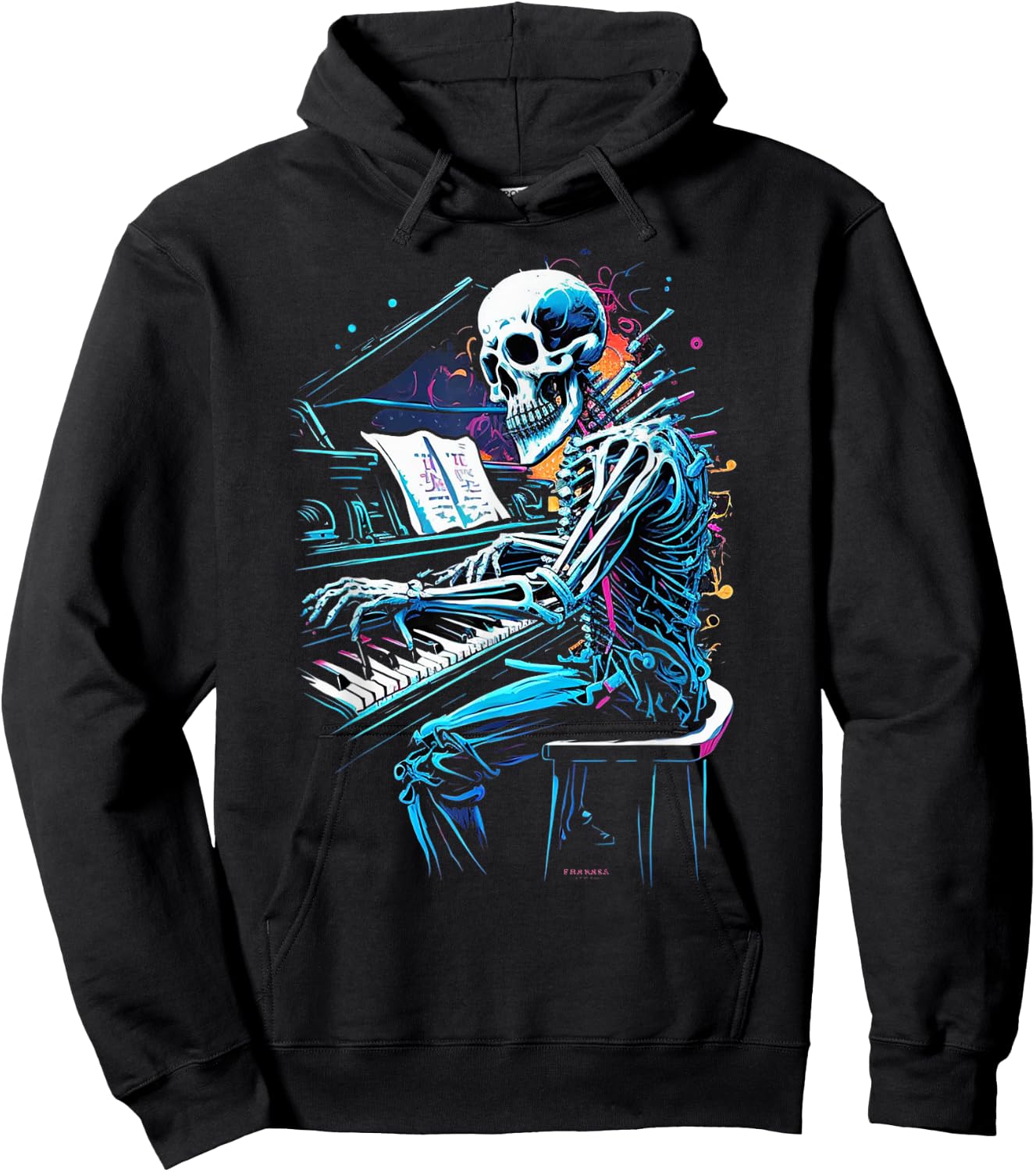 Skeleton Playing Piano Halloween Costume Pianist Musician Hoodie - Hoodie | Black