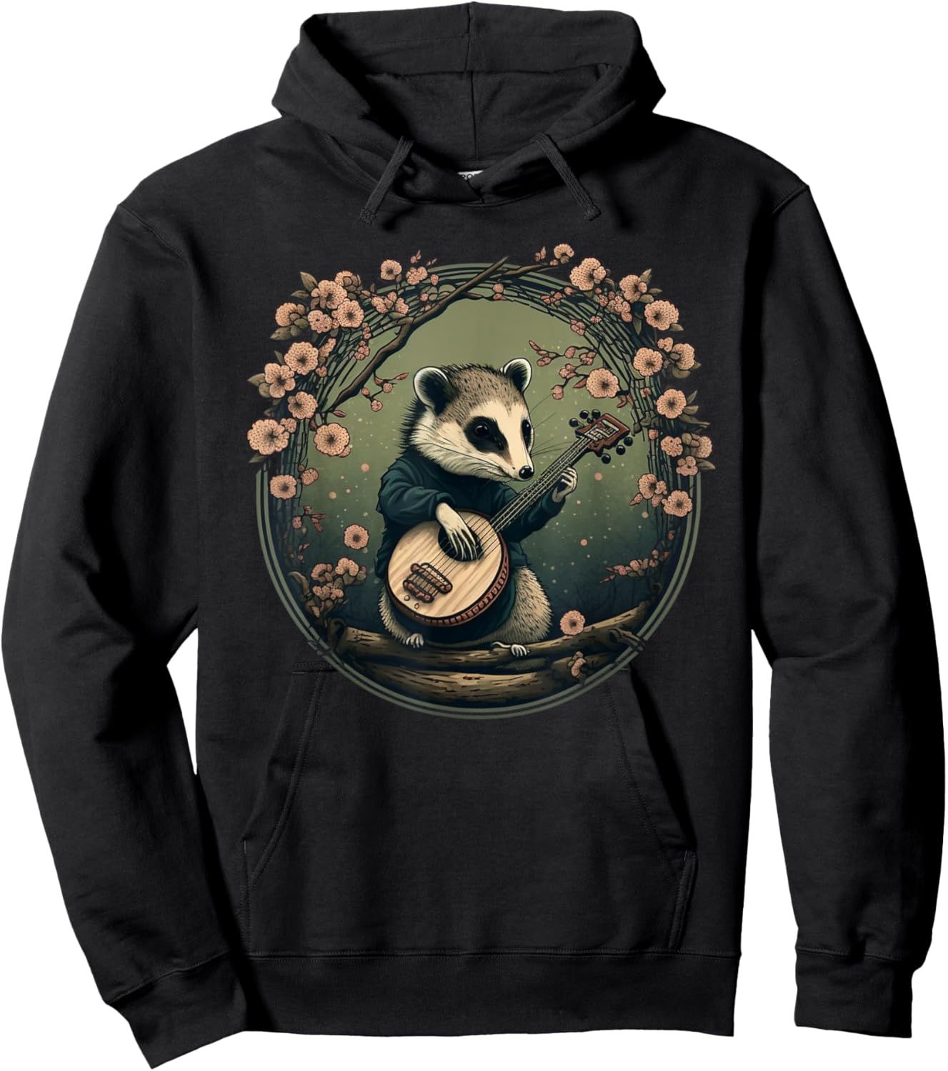 Funny Opossum Possum Playing the Banjo Hoodie - Hoodie | Black
