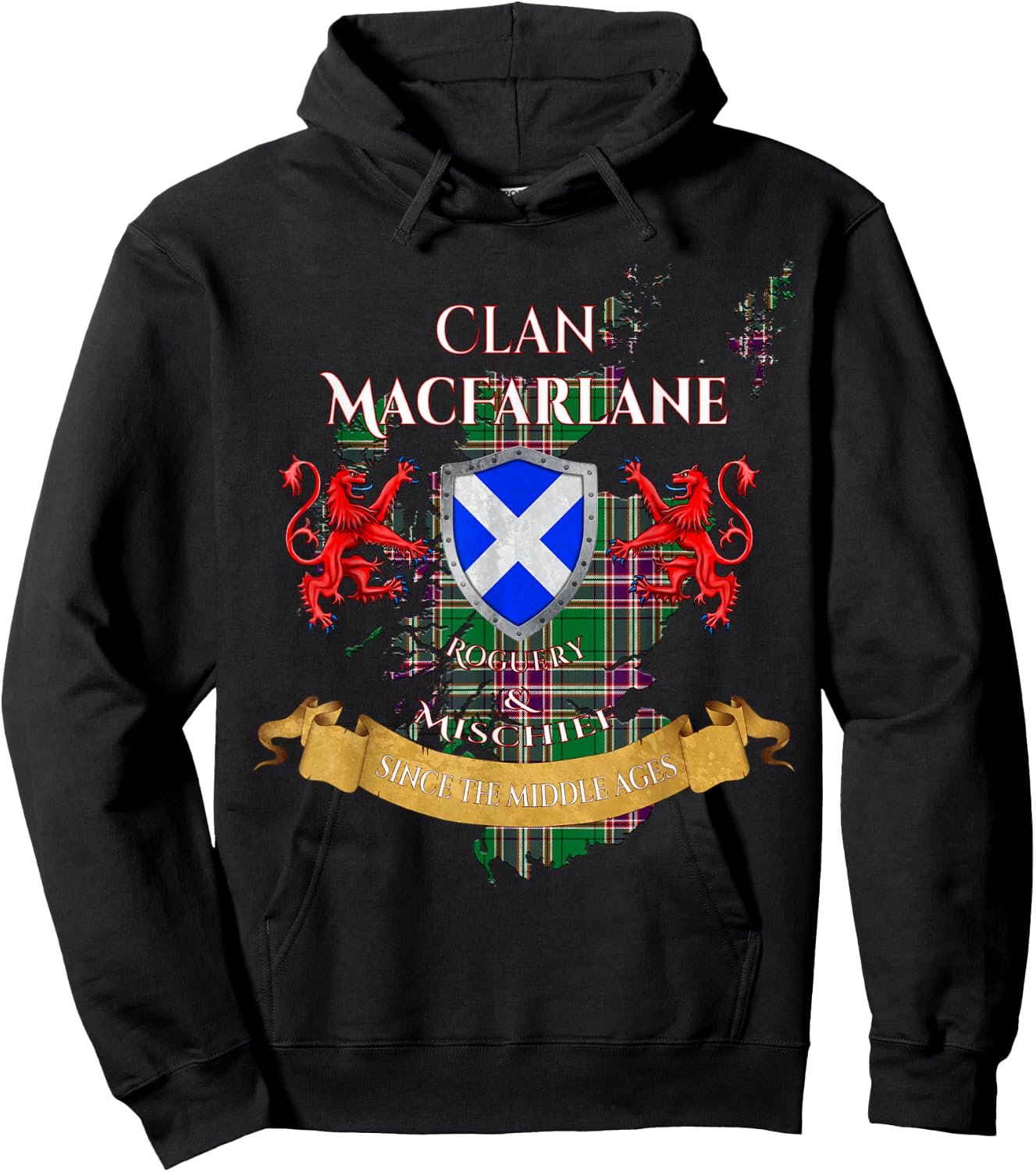 MacFarlane Hunting Scottish Family Clan Middle Ages Mischief Hoodie - Hoodie | Black
