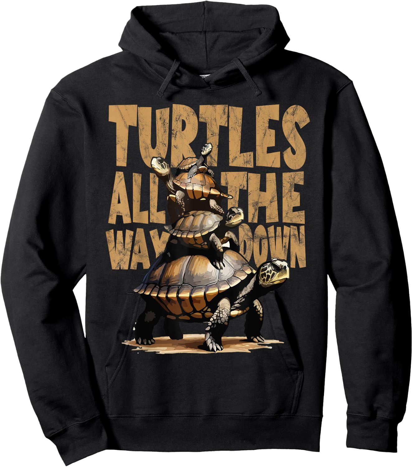 Retro Style Turtles all the way Down Hoodie - Hoodie | Black