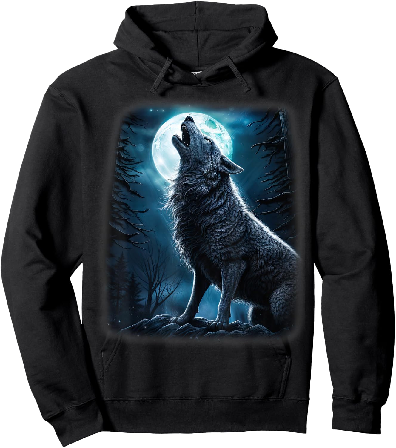 Wolf howling at the Moon Fantasy Art Wildlife Hoodie - Hoodie | Black