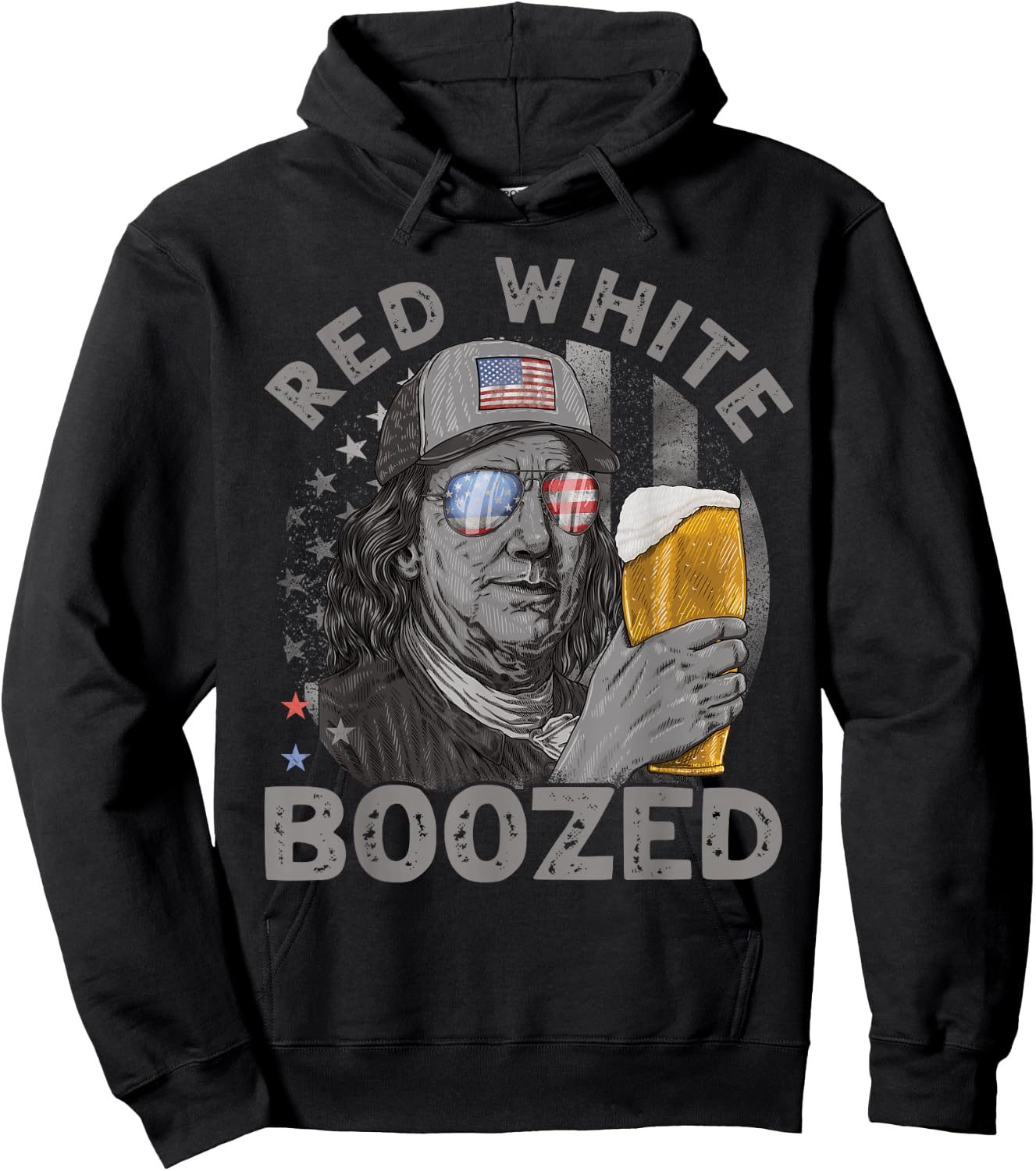 Red White Boozed Franklin Beer 4th of July Hoodie - Hoodie | Black