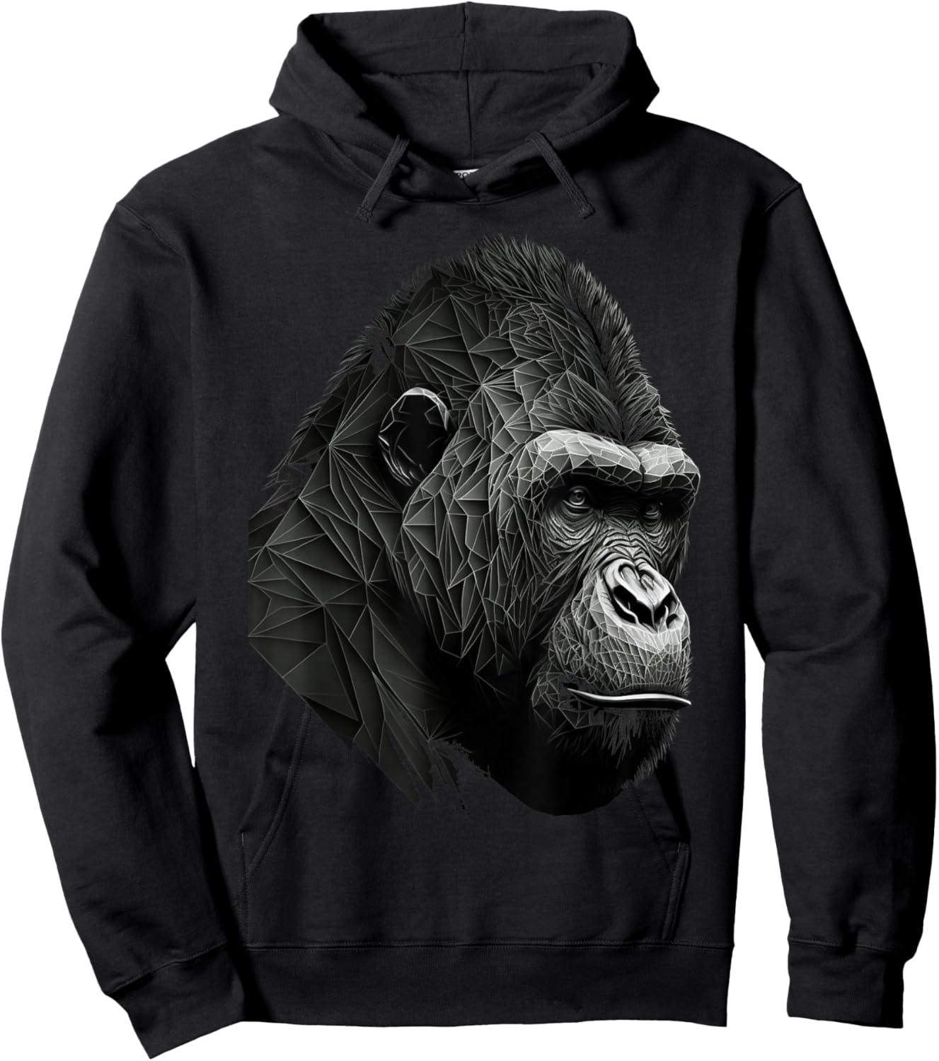 Gorilla Monkey Polygon Geometric Animals Print Art Hoodie - Hoodie | Black