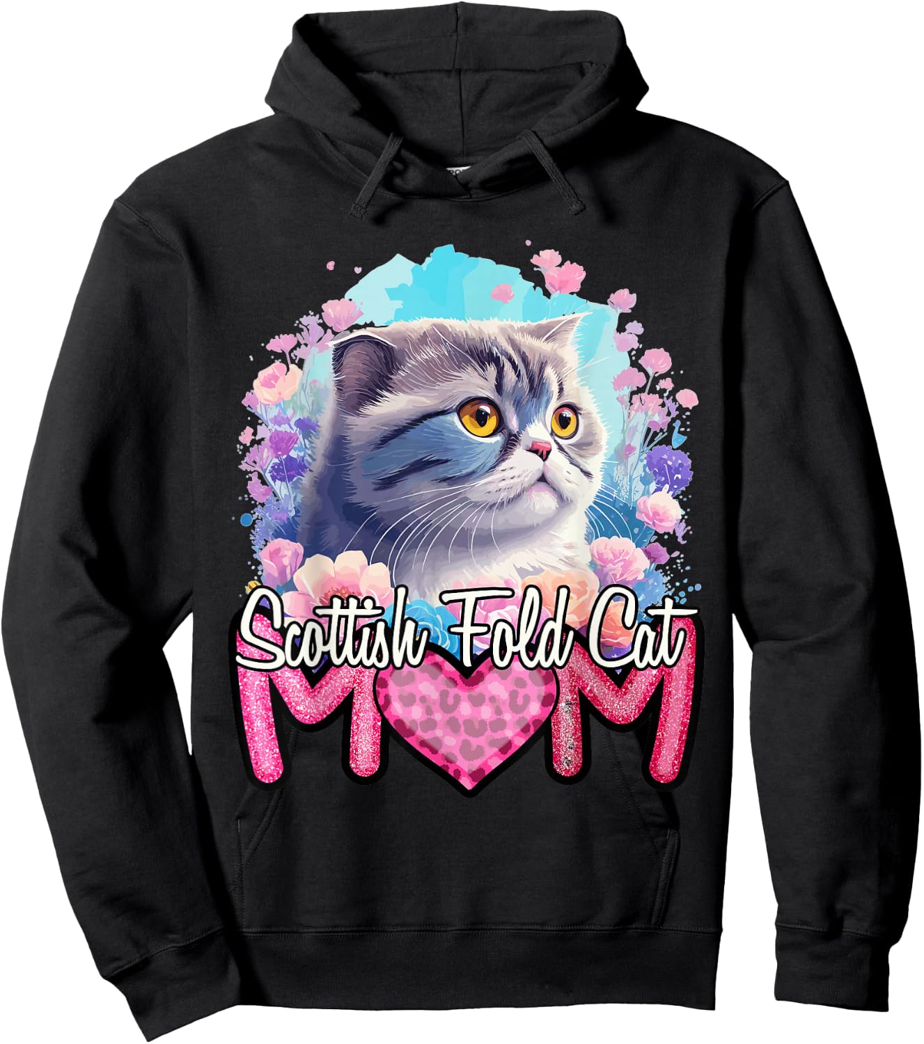 Scottish Fold Mom. Retro Scottish Fold Cat Lover - Cat Mama Hoodie - Hoodie | Black