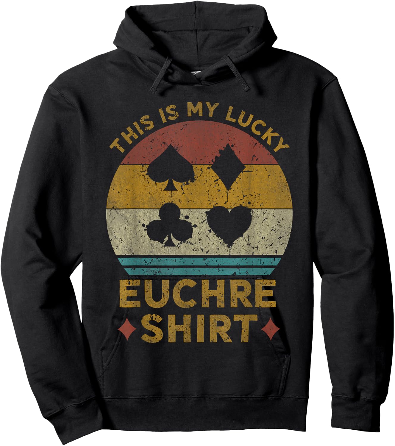 This Is My Lucky Euchre Shirt Vintage Euchre Card Game Hoodie - Hoodie | Black