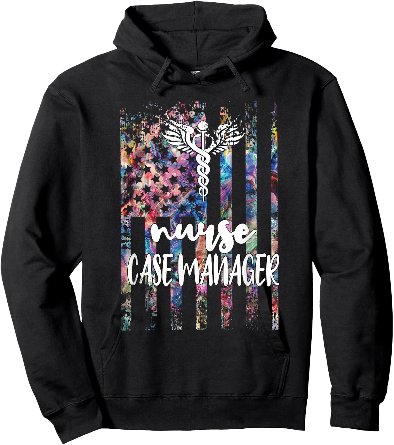Nurse Case Manager American Flag RN Nursing Case Management Hoodie - Hoodie | Black