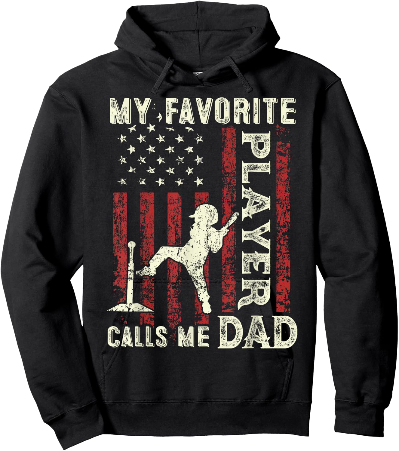 Father's Day Favorite Player Calls Me Dad US Flag T-Ball Dad Hoodie - Hoodie | Black
