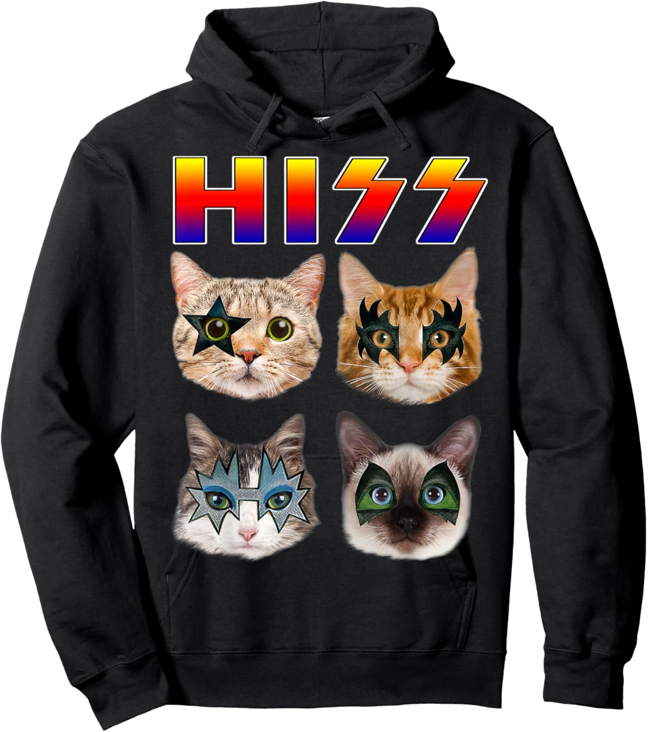 Funny Cat Hiss Rock and Roll for Cat Lover, Cat Dad, Cat mom Hoodie - Hoodie | Black