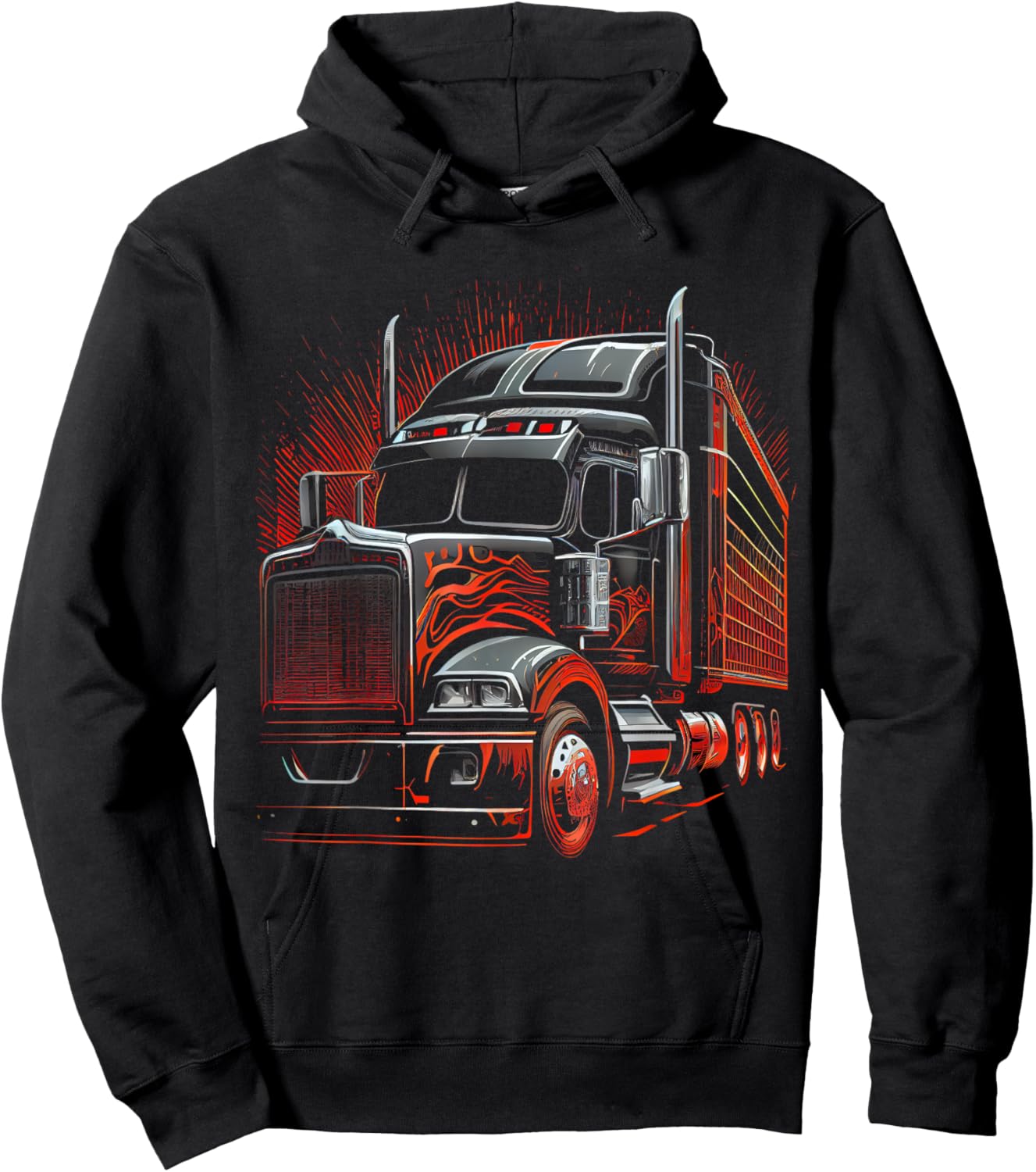US American Flag Trucker Truck Driver Gift Women Men Hoodie - Hoodie | Black