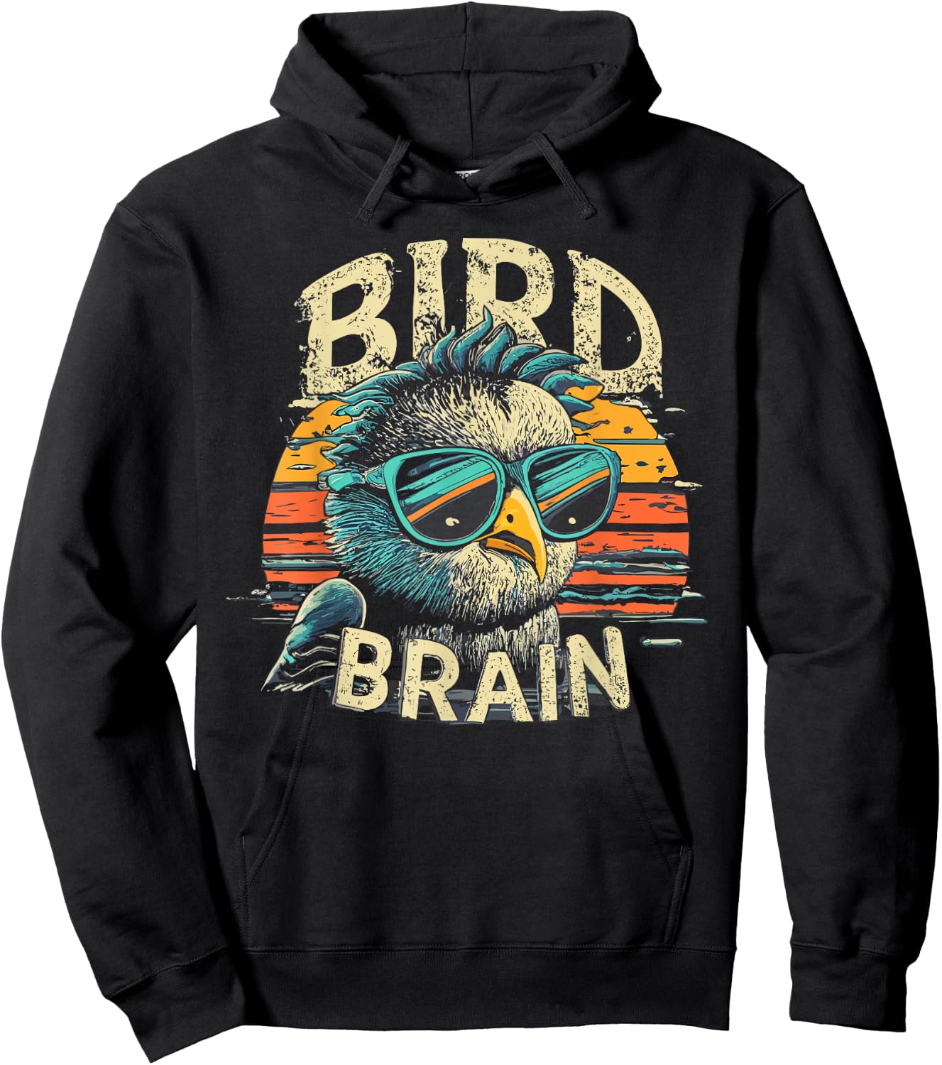 I heart Birds Funny Bird Brain Vintage Retro Sunset Cute Hoodie - Hoodie | Black