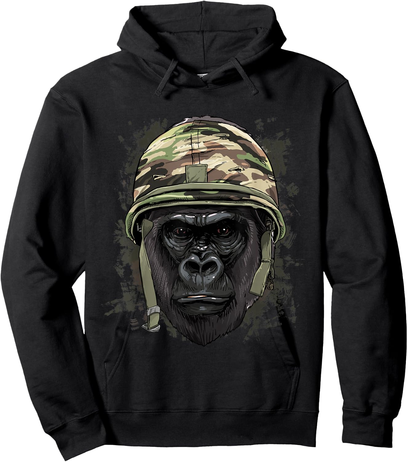 Gorilla Soldier Veteran Army Gorilla Primate Animal Lover Hoodie - Hoodie | Black