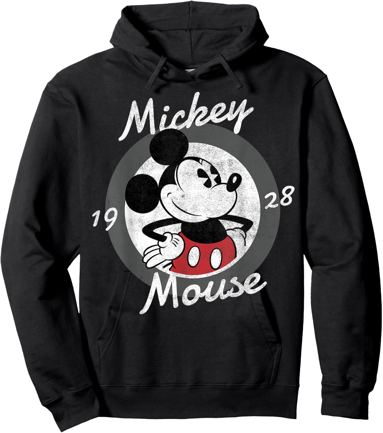 Disney Mickey Mouse Cursive Text Circle Logo Hoodie - Hoodie | Black