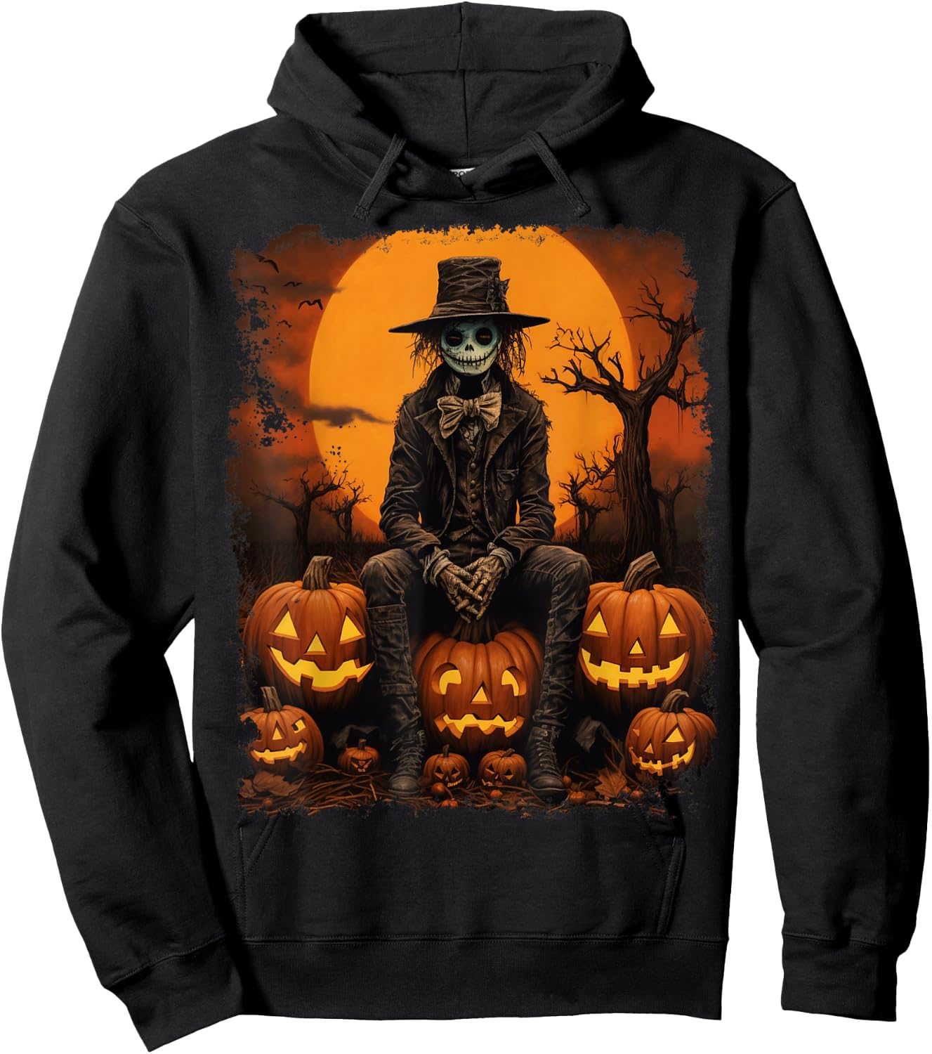 Pumpkin Strawman Scarecrow Hoodie - Hoodie | Black
