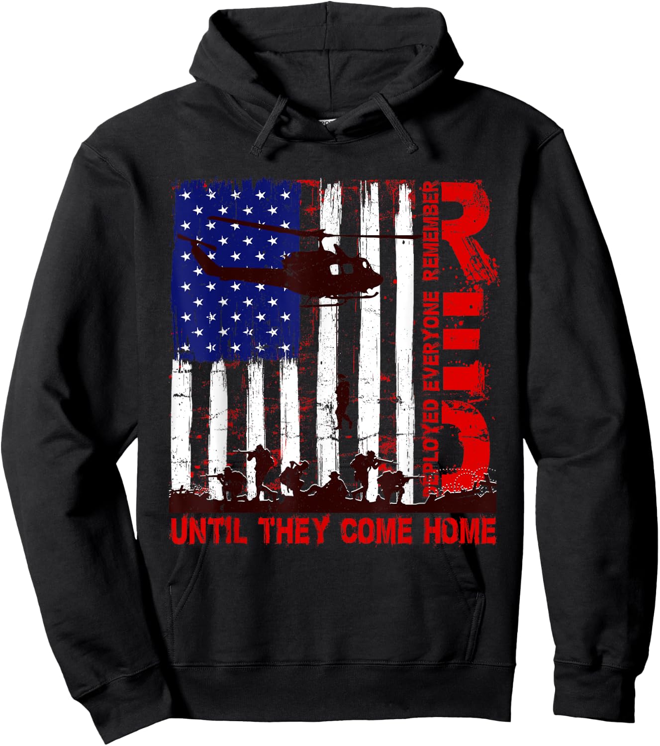 RED Friday Remember Everyone Deployed US Flag Army Vintage Hoodie - Hoodie | Black