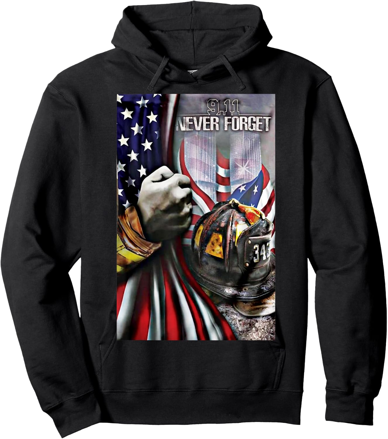 Remember 9-11 American Patriotic 20th Anniversary Hoodie - Hoodie | Black