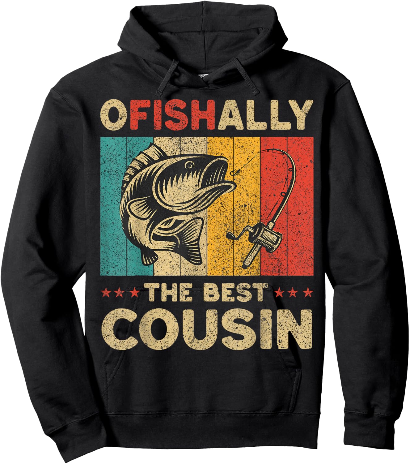 Father's Day Funny Fishing Ofishally The Best Cousin Hoodie - Hoodie | Black